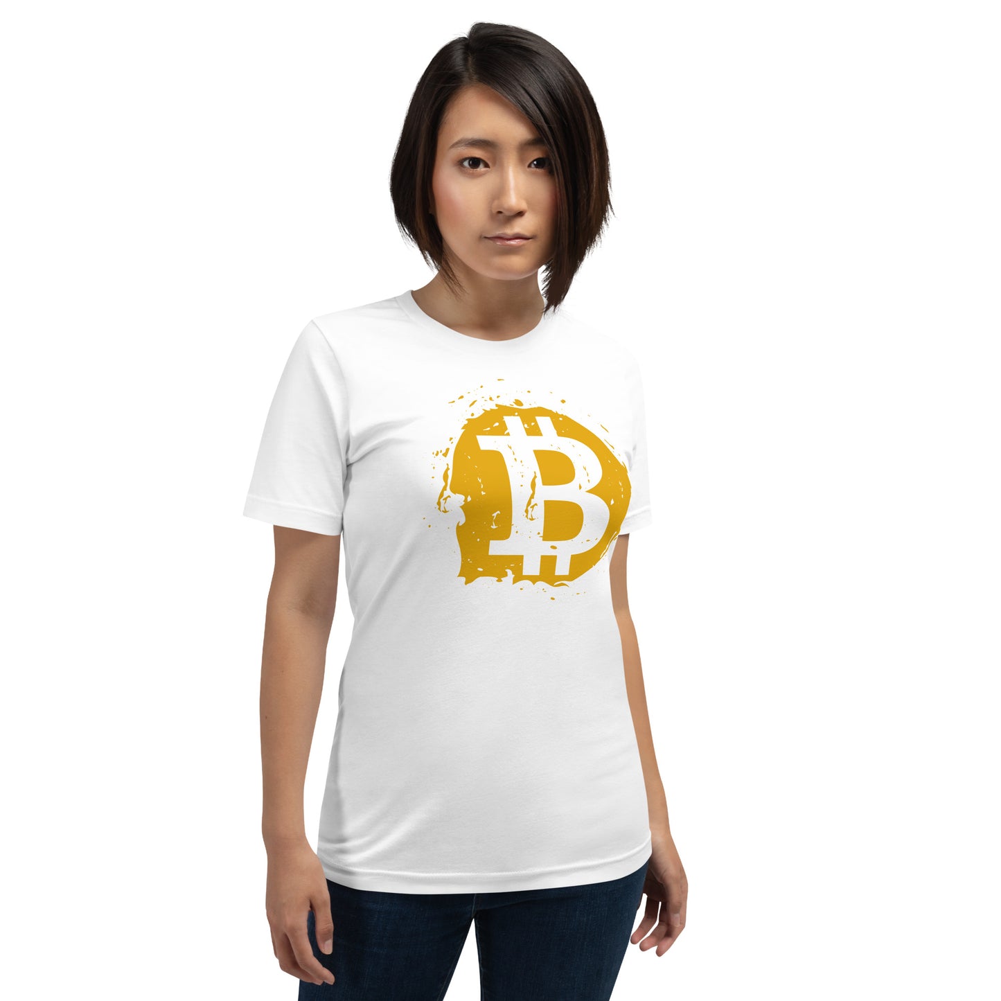 Women's Short Sleeve Bitcoin Paint Splash Logo T-Shirt