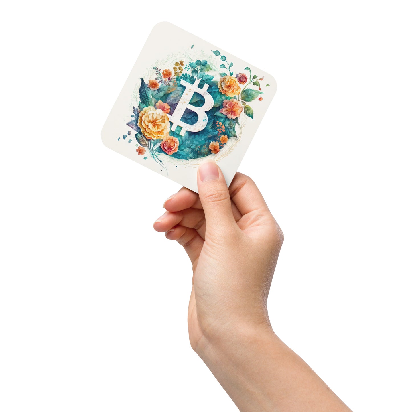 Digital Petals Bitcoin Cork-Back Coaster